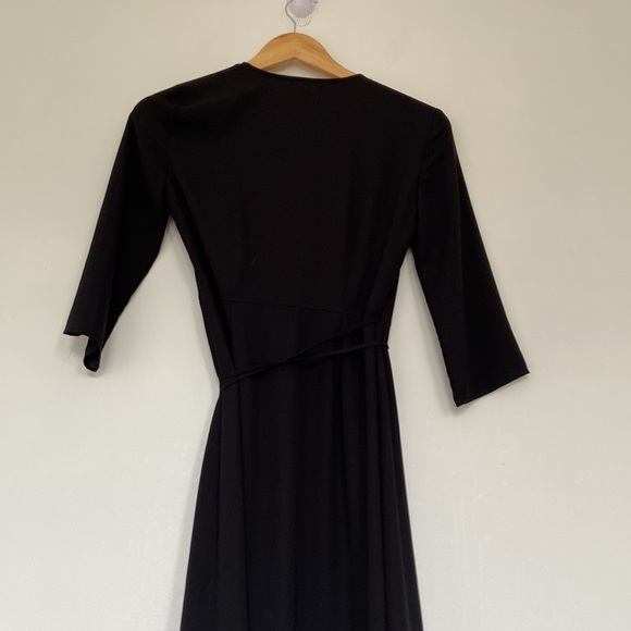 Aritzia Babaton Sz XXS Theo Midi Black Wrap Dress - Picture 7 of 12